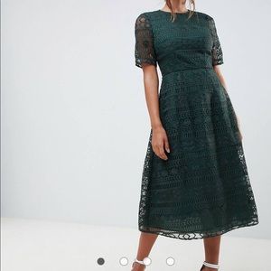 Asos lace midi green dress